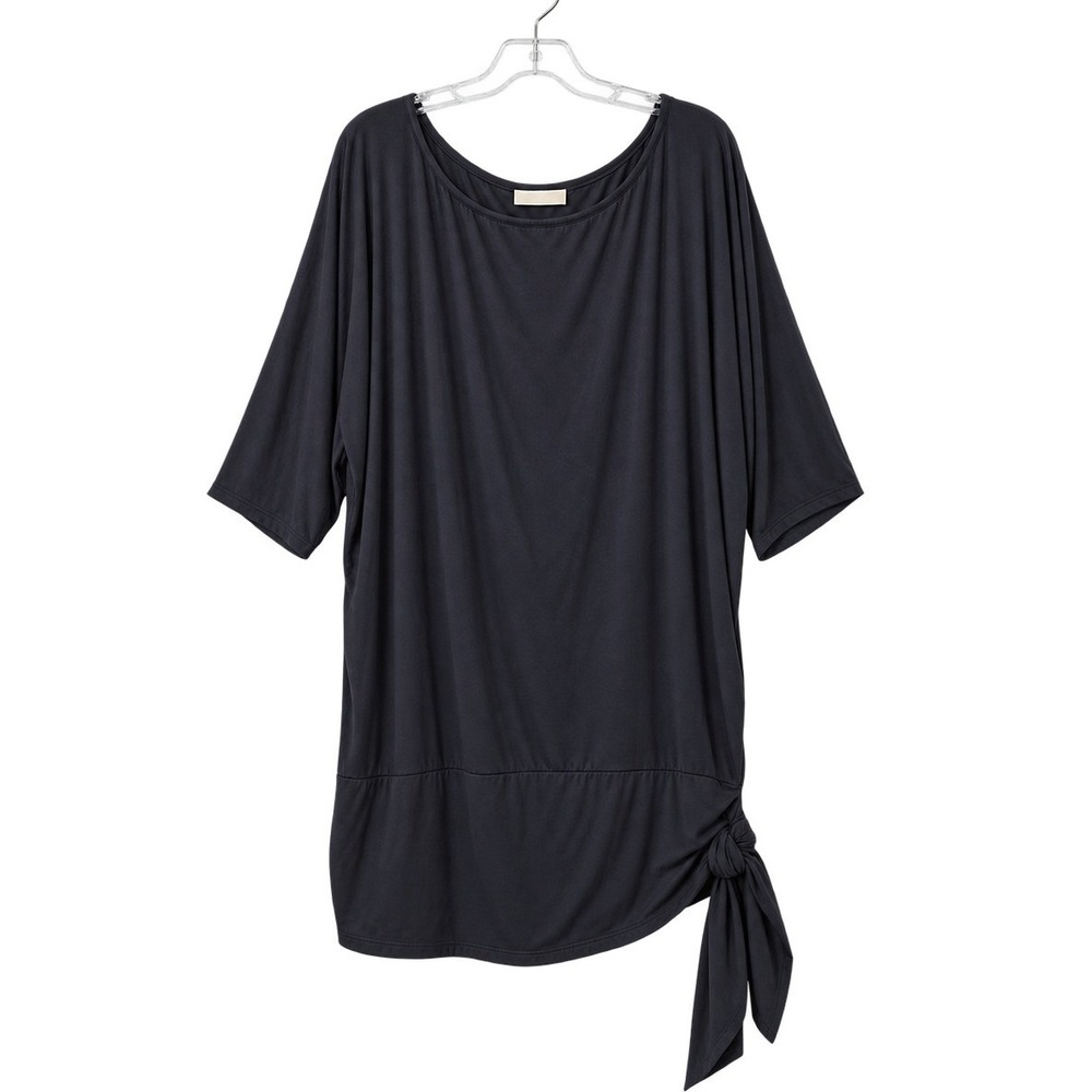 Michael Michael Kors Tunic Top Women XL Black Side Tie Batwing Sleeve Cover Up